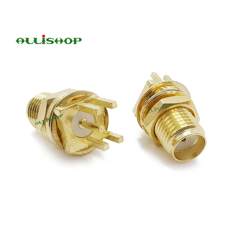 

100Pcs SMA Female Jack Straight PCB Panel Connector nut RF Coax Connector End Launch PCB Mount Cable Gold plated