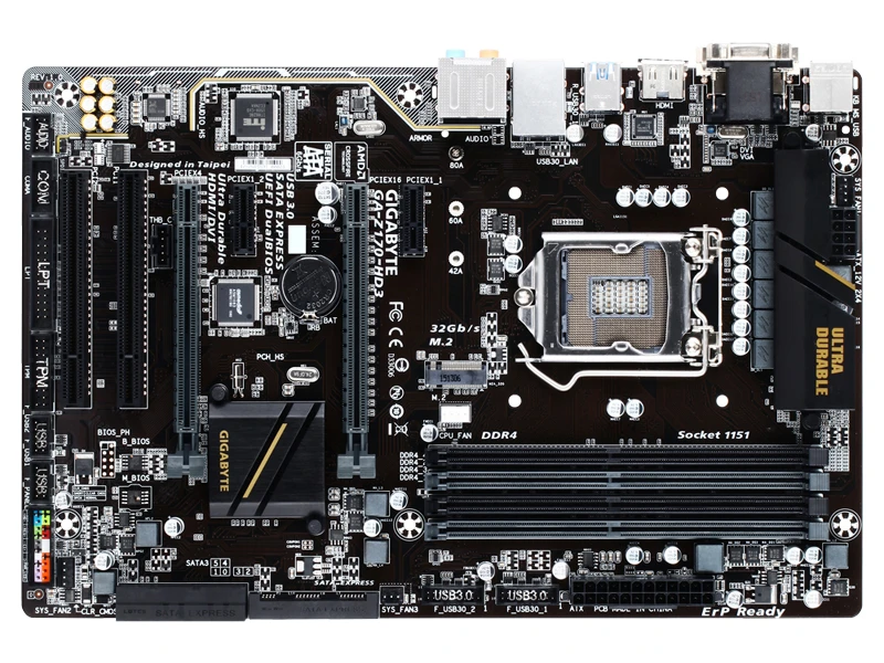 جيجابايت GA-Z170-HD3 اللوحة الأم الأصلية Z170 المقبس LGA 1151 DDR4 دعم I7 6700K