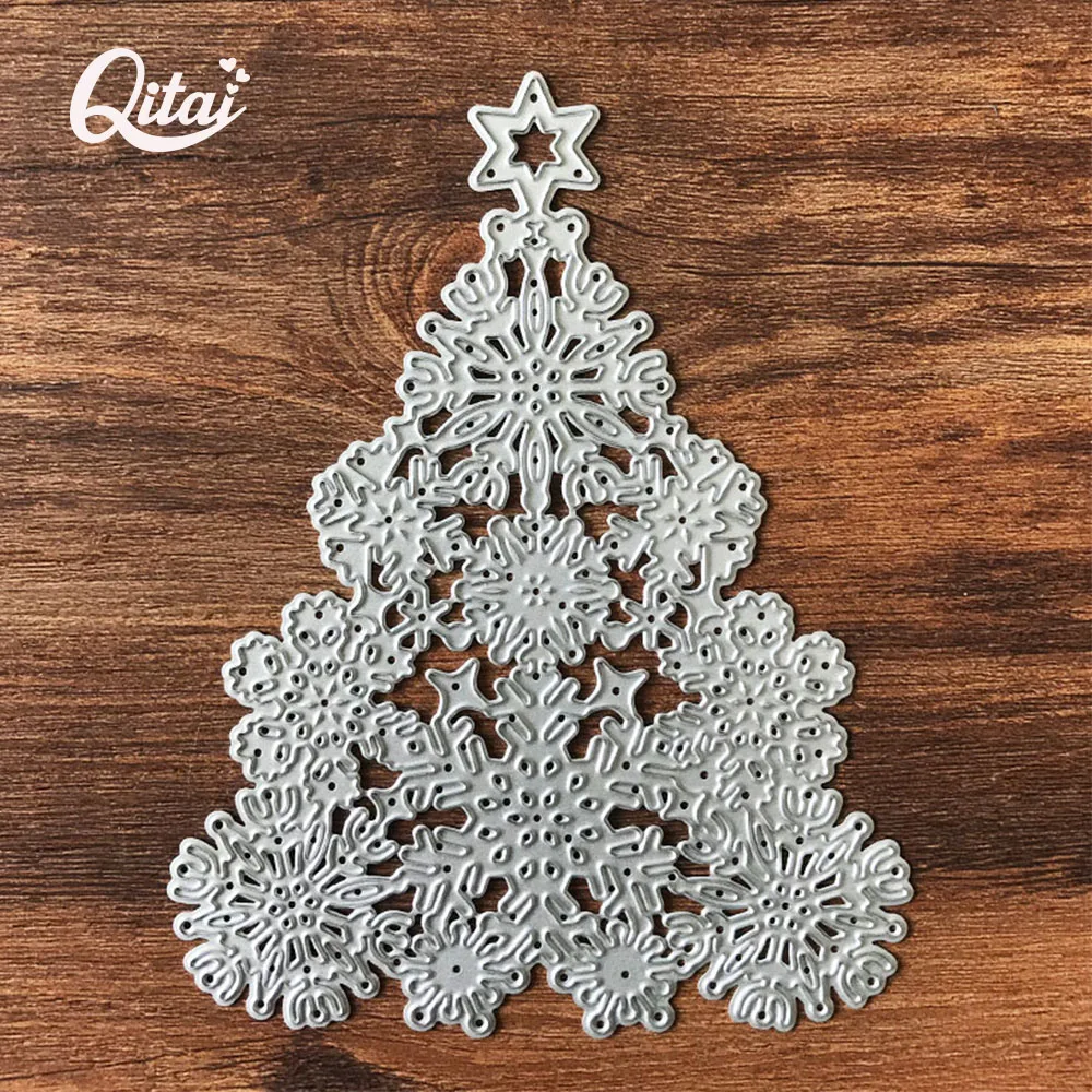 Christmas Tree QITAI 1PCS Metal Cutting Dies DIY Scrapbooking Embossing Decor Photo Album Paper Card Crafts Die Cutters MD317