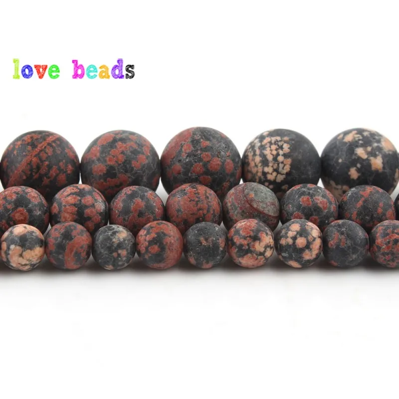 6/8/10/12mm Natural Matte Red Snowflake Obsidian Beads Loose Round Stone Beads for Jewelry Bracelet Making DIY Accessories 15\'\'