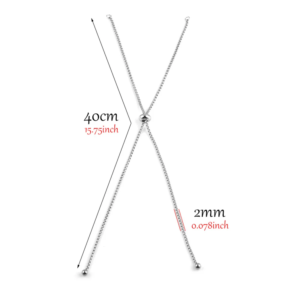 2pcs Stainless Steel Slider/Slide Extender Chain for Jewelry Making Necklace Gold Color Adjustable Connector Pendants Findings