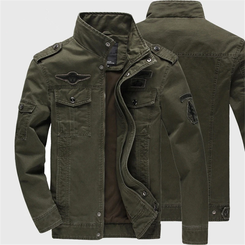 

Cotton Military Jacket Men Spring Autumn Casual Multi-pocket Pilot Army Bomber Washed Coats Cargo Flight Jackets Plus Size 6XL