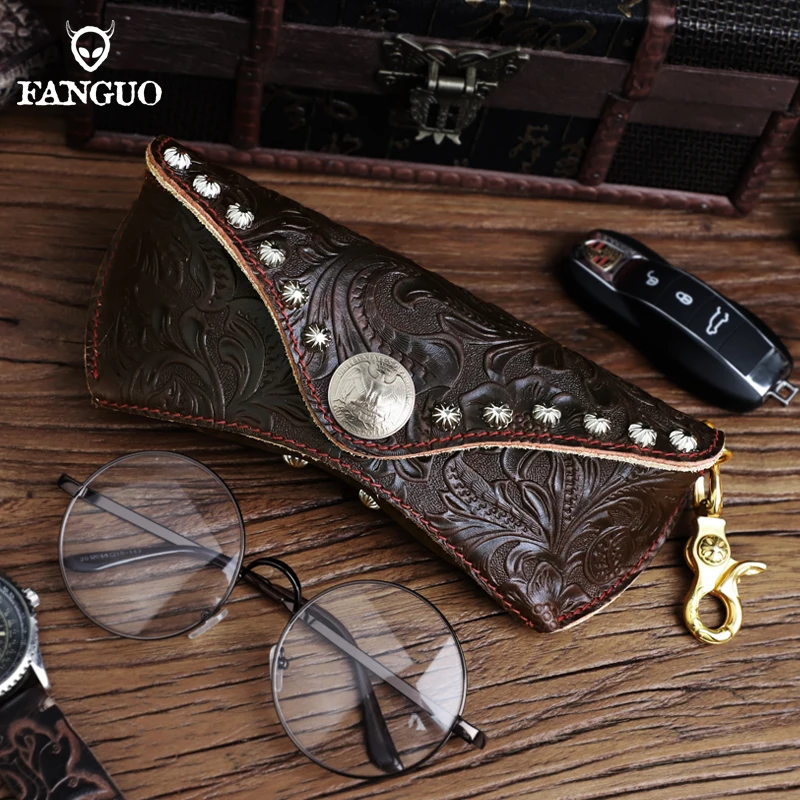 Genuine Leather Sunglasses Bag Handmade Eyeglasses Display Retro Glasses Holder Case  Portable Soft Glasses Pouch Bag