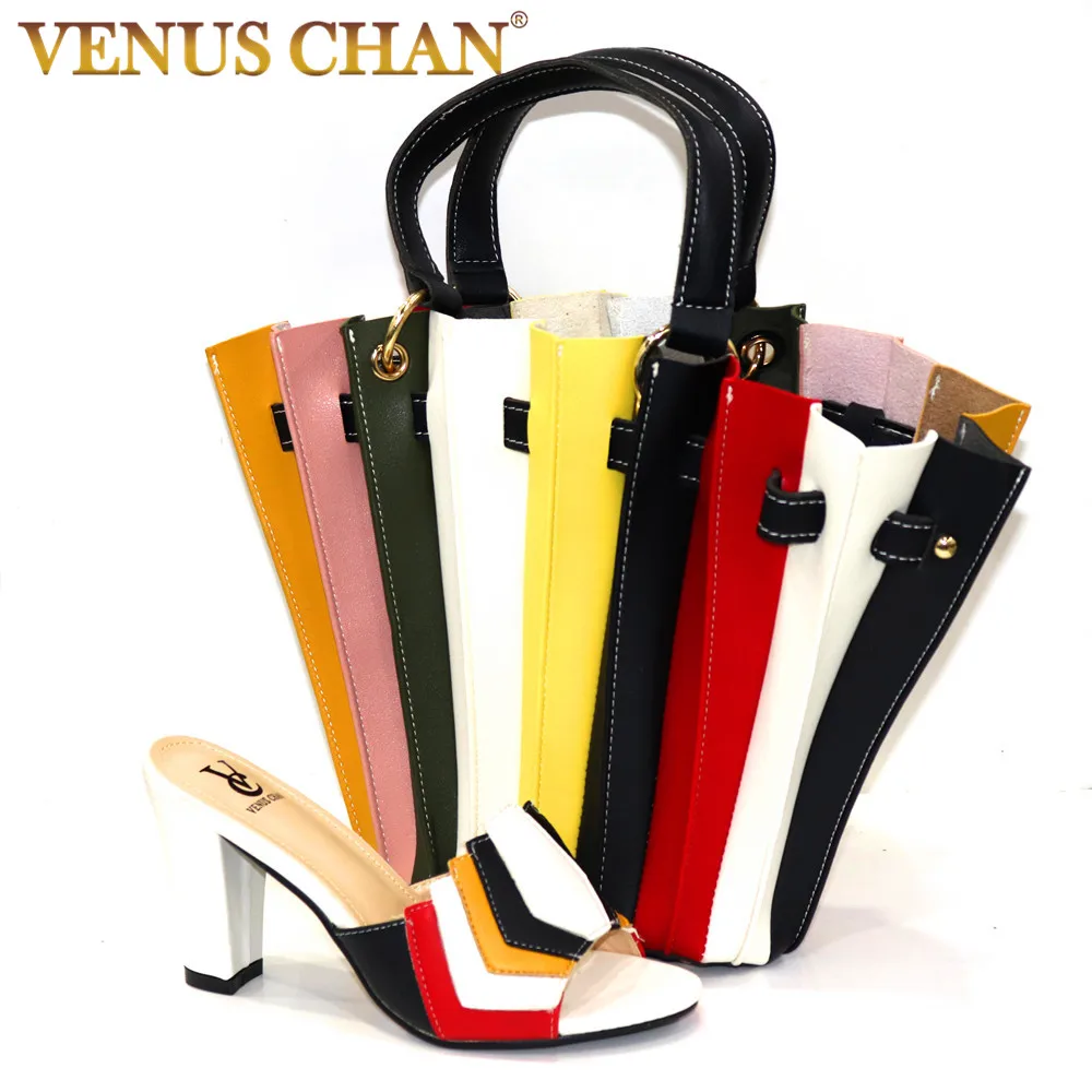 New Arrival Italian Design 2020 Hot Selling Multicolor Color Classic and Top-Grade Style Party Wedding Ladies Shoes and Bag Set