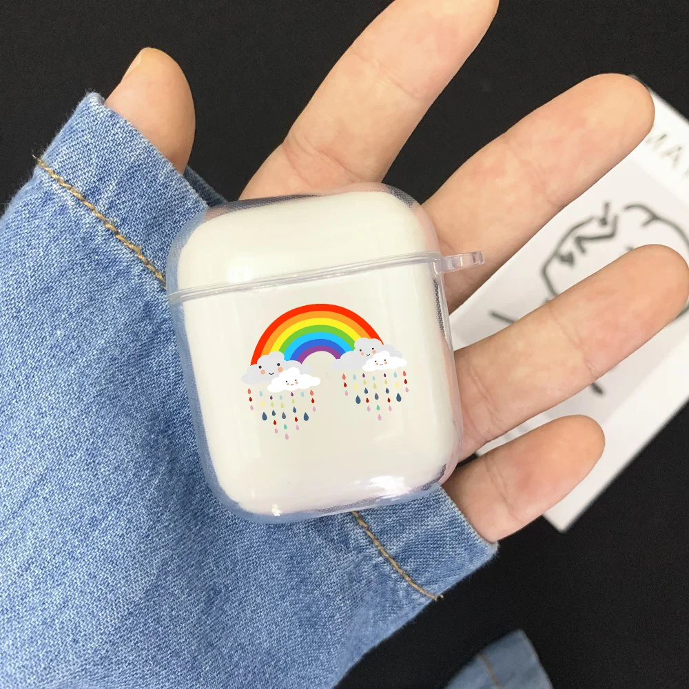 حافظة لجهاز Apple Airpods 1 2 Pro حافظة من السيليكون الناعم عليها قوس قزح لهواتف Airpods حافظة واقية للشحن