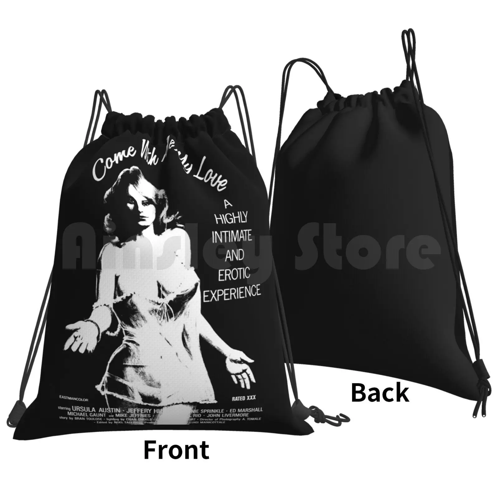 Come With Me My Love Backpack Drawstring Bags Gym Bag Waterproof Vintage Retro Erotic Erotic Movies Exploitation Movies