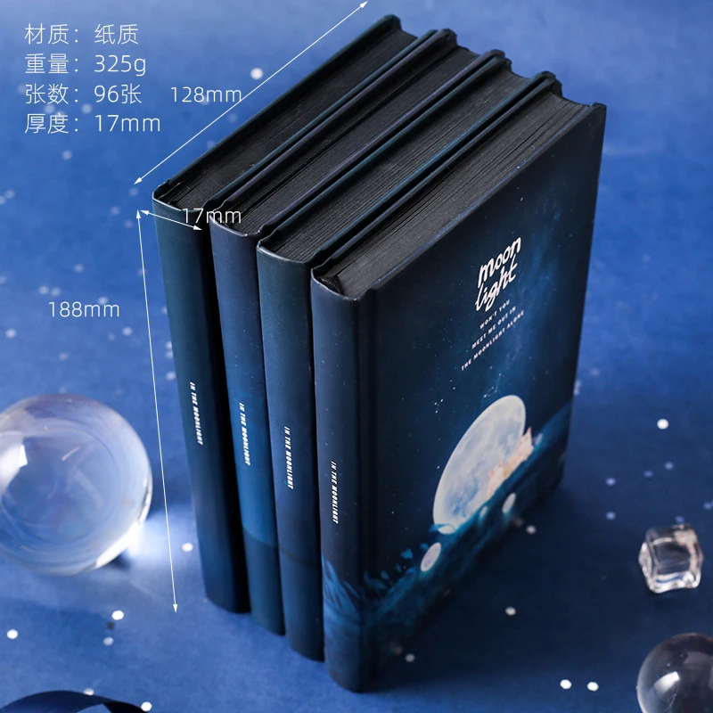 A6 Moon light Notebook Sketchbook Luminous Girl Hand Black Sketch Book Hand-painted Hardcover School Supplies Drawing Painting