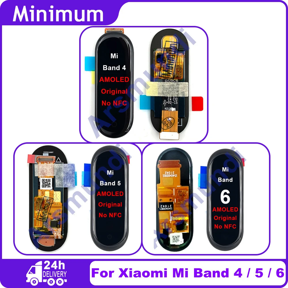 Original AMOLED For Xiaomi Mi Band 4 5 6 7 Smart Bracelet LCD Display Touch Screen Digitizer For Xiaomi Mi Band 8