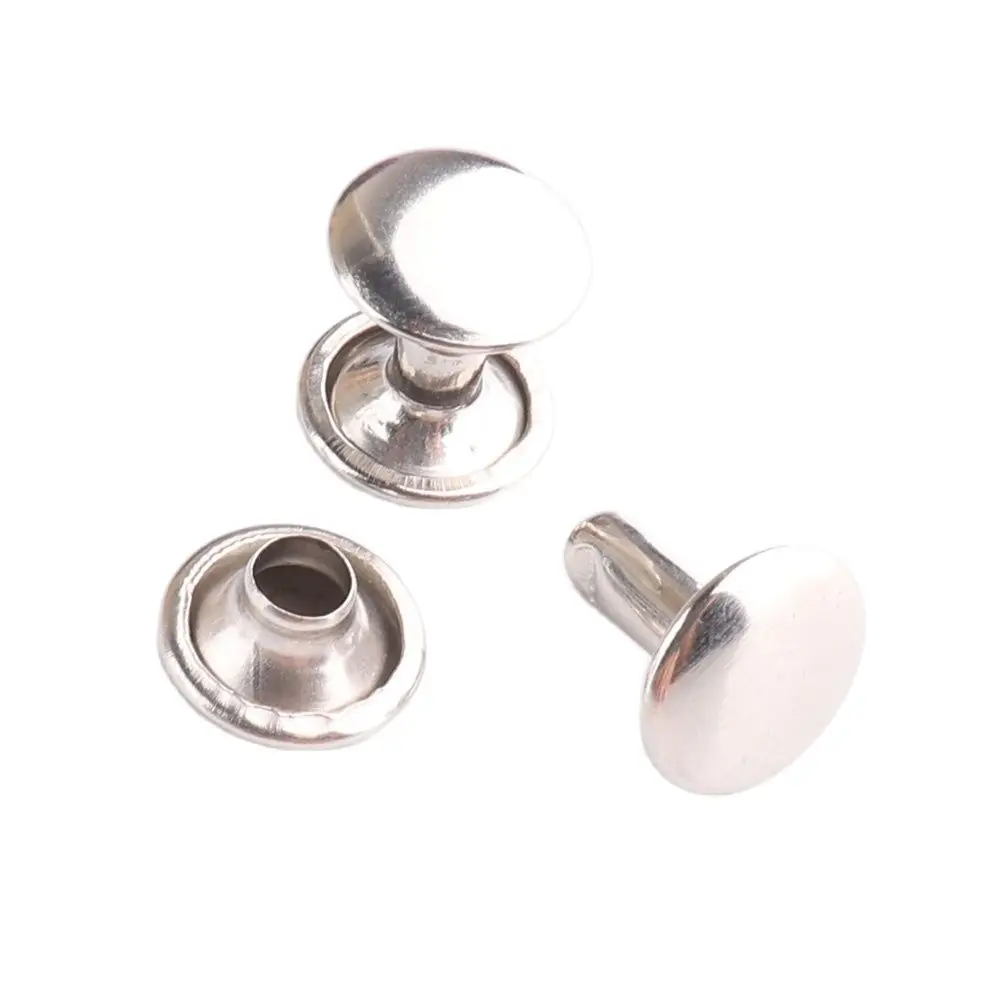 10mm Double Cap Rivets Silver Studs Round Rivet for Leather Craft Bag Belt Clothing Garment Shoes Sewing Decorative Parts