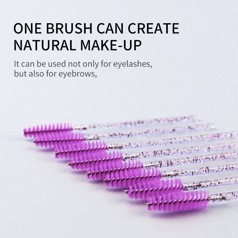 NATUHANA-Brosse à cils en cristal de bonne qualité, manche en diamant, baguettes de mascara, outil d'extension de cils, paquet de 50 pièces