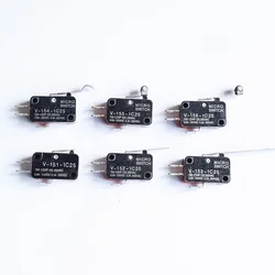 5pcs Microswitch stroke 15A limit switch  V-151-1C25 / 152 / 153 / 154 / 155 / 156 Push Button SPDT Momentary roller Long handle