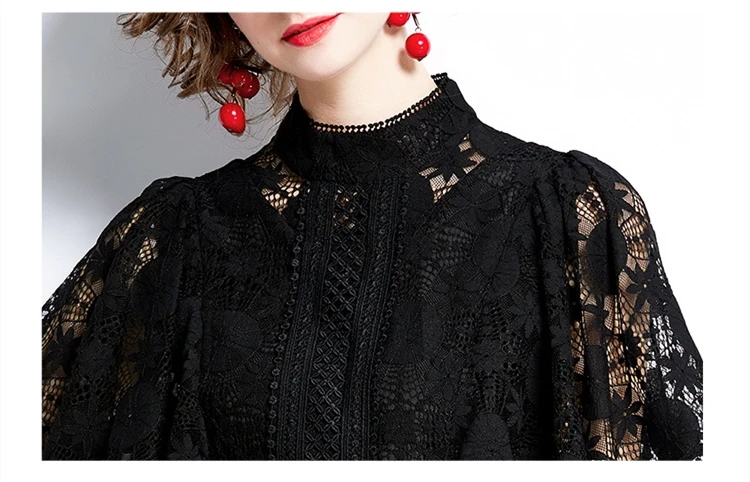 ZUOMAN Women Summer Elegant Lace Dress Festa High Quality Long Office Party Robe Femme Runway Vintage Designer Black Vestidos