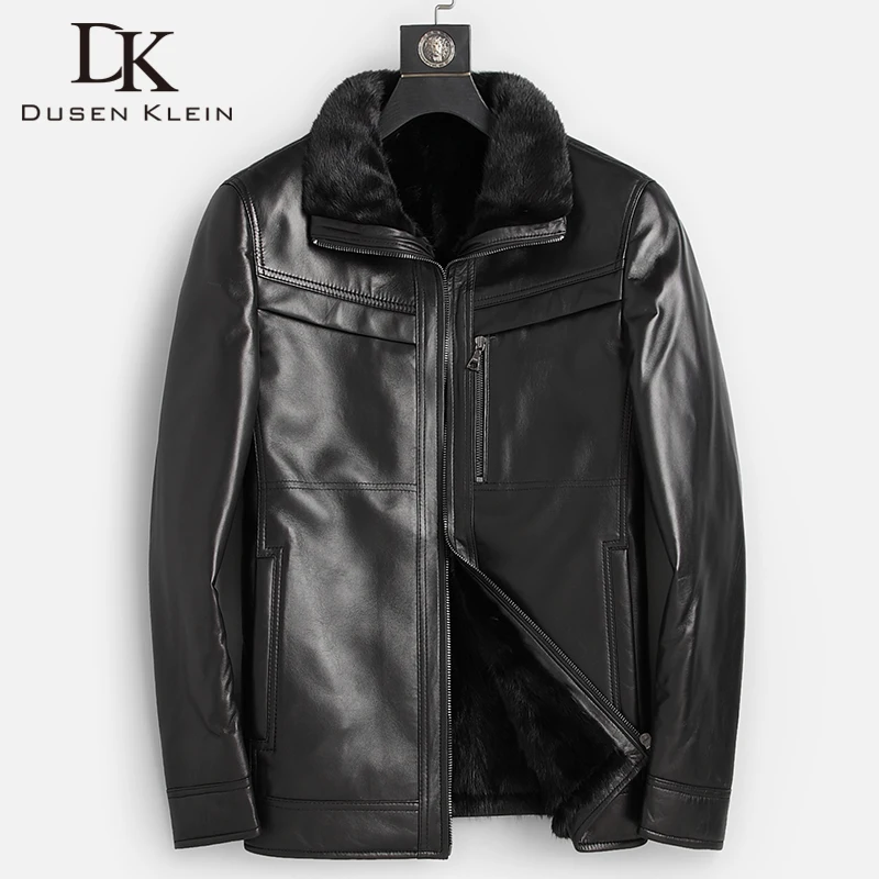 LUHAYESA Promote Mink Fur Clothing Winter Warm Top Quality Genuine Leather Fur Jackets Men Casual Leisure Outwear