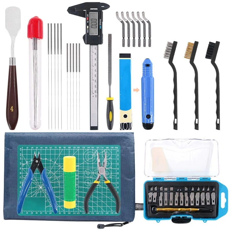 42 Piece 3D Print Tool Kit Includes Debur Tool, Cleaning and Removal Tool with Storage Bag, 3D Printer Tool Set for Cleaning, Fi