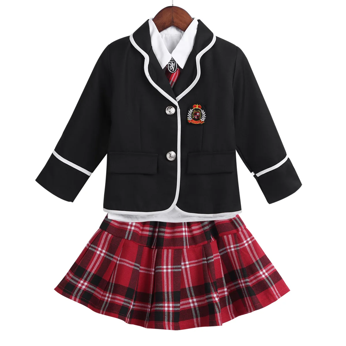 Britse Stijl Kinderen Schooluniform Set Meisjes Junior High School Campus Dagelijks Dragen Studenten Koor Toneelkostuum