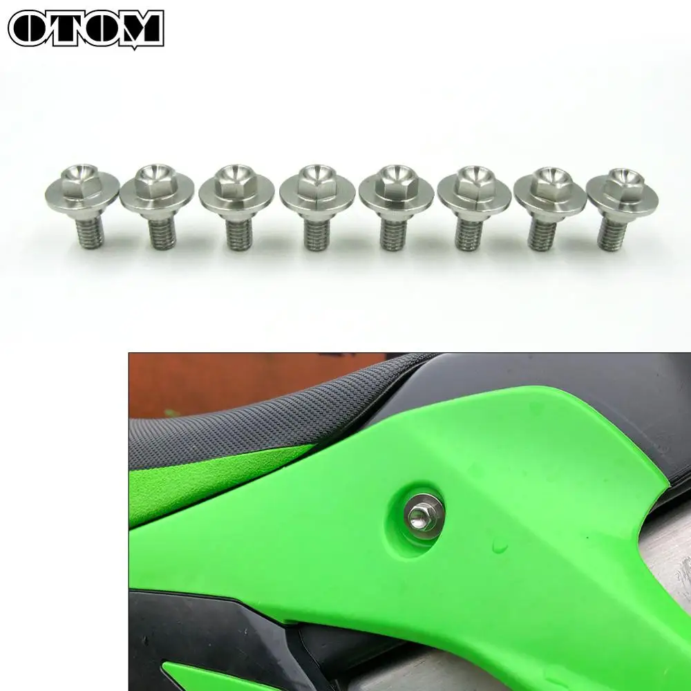 OTOM 8 Pcs Motorcycle Fairing Body Bolts Kit Fastener Clips Screw Nuts For KAWASAKI KX 125 250 500 KX250F KX450F KLX 250R 450R