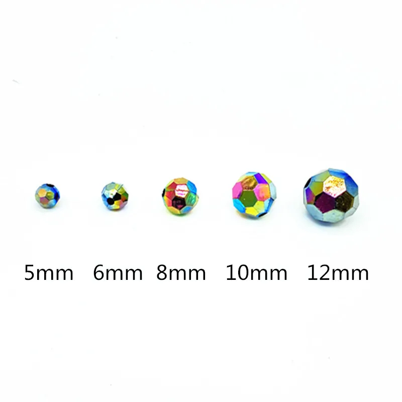Electroplated AB Color Black White Beads Facet Acrylic  Loose Spacer  for Jewelry Making DIY Bracelet #ZZ04