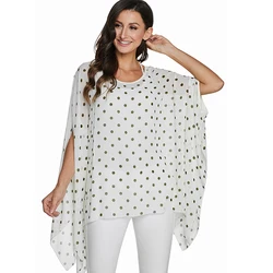 BHflutter White Blouse Shirt Women 2020 New Sexy Polka Dot Print Casual Tops Tees Summer Style Batwing Chiffon Blouses Blusas