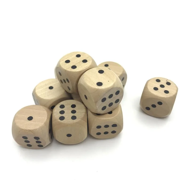 

High-quality 6Pcs 20mm Wooden Dice Solid Wood Rounded Corner Drinking Dice Children Interesting Teaching Point Dice Set