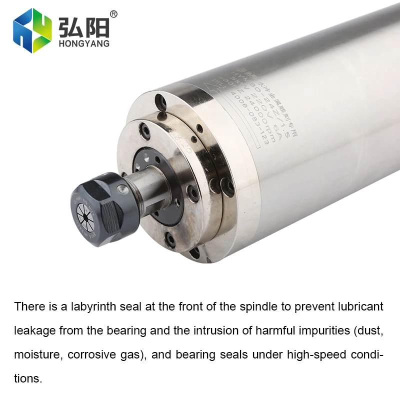 Moteur de broche CNC refroidi à l'eau, 4 roulements à billes en céramique, 220V, ER16, 400HZ, fraiseuse CNC, coupe de métal, 1,5 KW