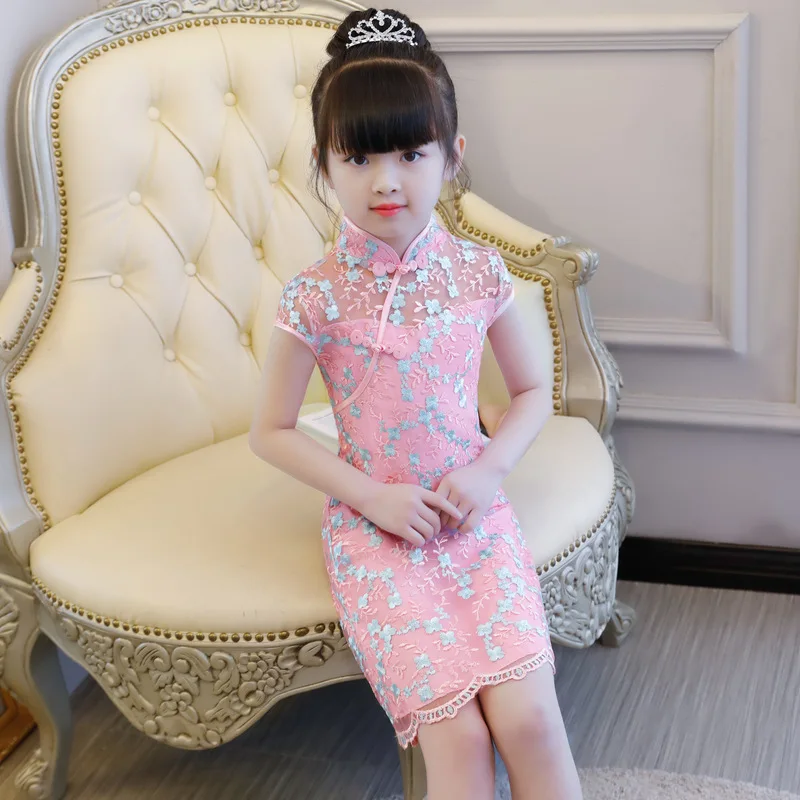 

Lovely Kids Dress for Girls Wedding Lace Embroider Girl Dress Elegant Princess Party Pageant Formal Gown for Children