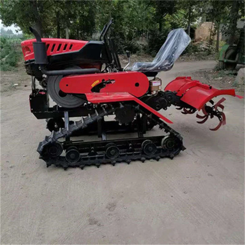 Small Agricultural Land Machine Diesel Power Mini Rotary Tiller Crawler Cultivator