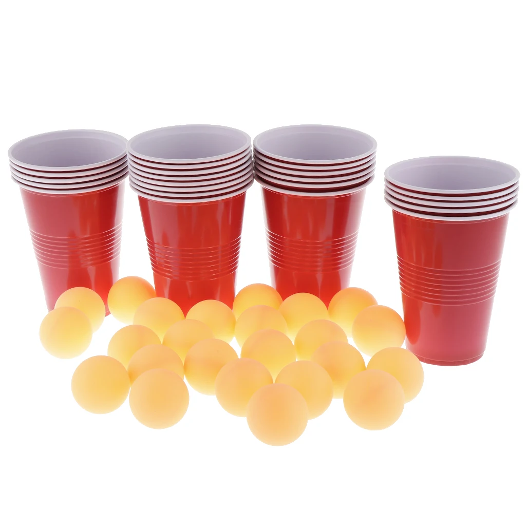 Cray Fun Game  Pong Beer Balls Set Includes 24 Cups+24 Balls, Plastic