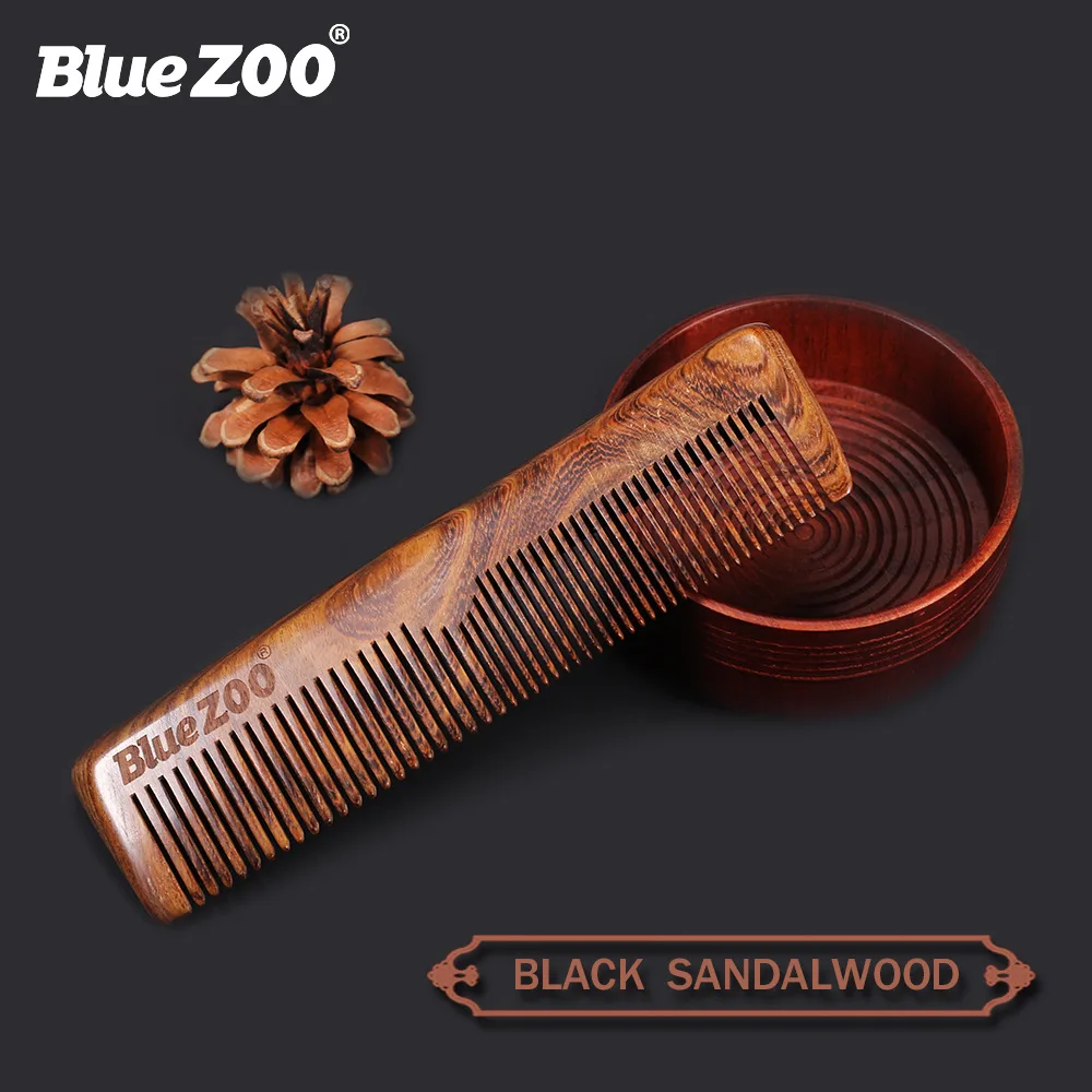 

Black and Golden Sandalwood Comb Thick Tooth Long Comb Bluezoo Portable Hair Comb Beard Comb Beard No Leather Cover