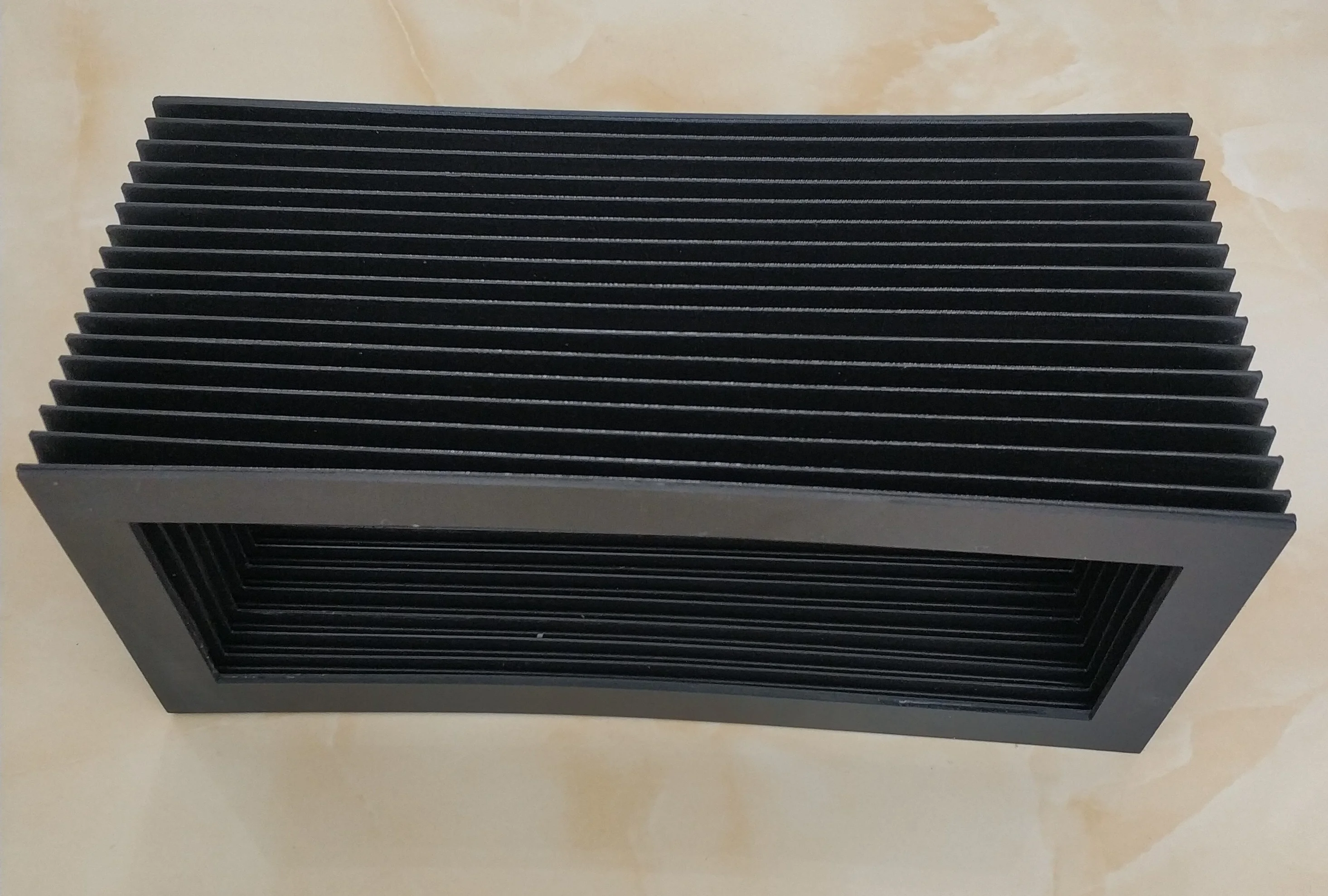 T5 Flexibel rectangle CNC machine tools accordion way cover,Inside: 200 mm x 110 mm ; Outside: 240 mm x 150mm Lmax: 450mm