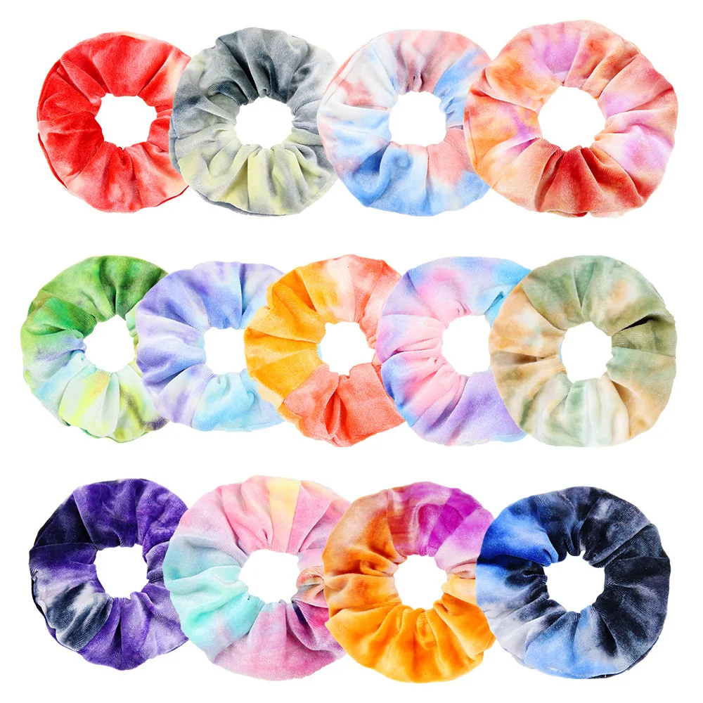 

120Pcs/Lot DIY Diamond Velvet Bandhnu Hair Band Gradient Ramp Large Intestine Ring Styling Tools Accessories HA1720