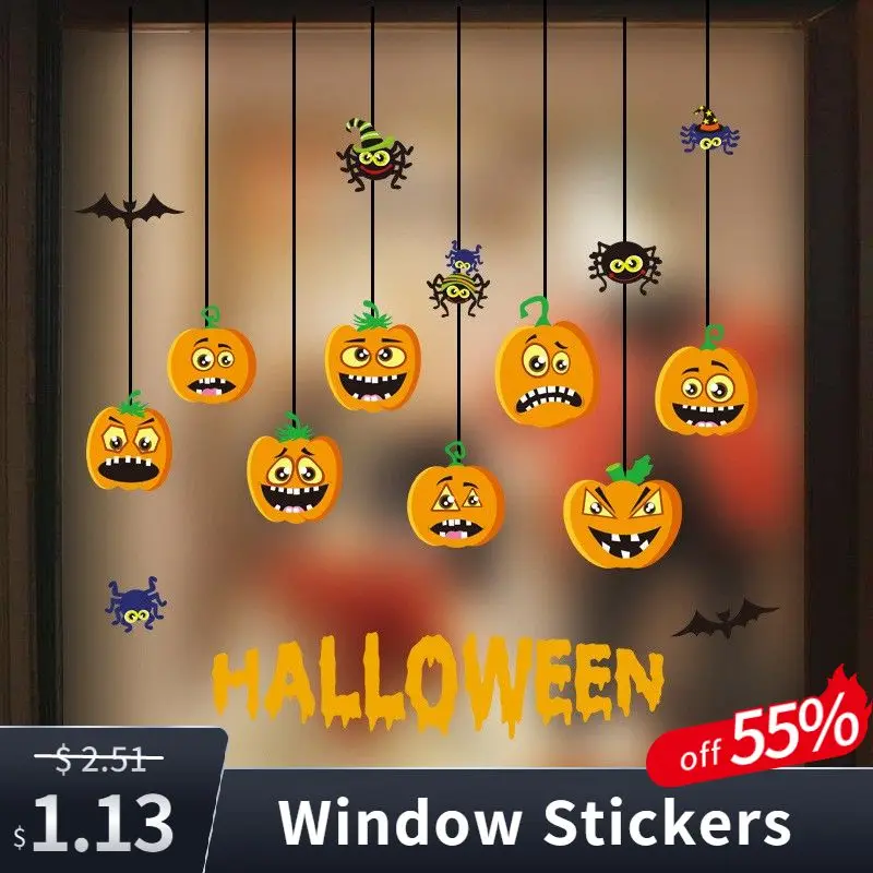 

Halloween Decoration Window Stickers Ghost Festival Electrostatic Glass Stickers Mall Glass Window Dress Up Sticker Decor