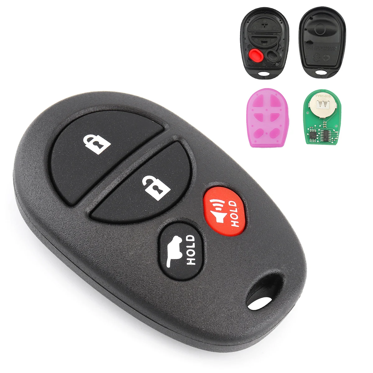 315MHZ 4 Buttons Car Key Keyless Entry Remote Key Fob Replacement for Toyota Sienna Avalon Solara Sequoia Highlander 2004-2016