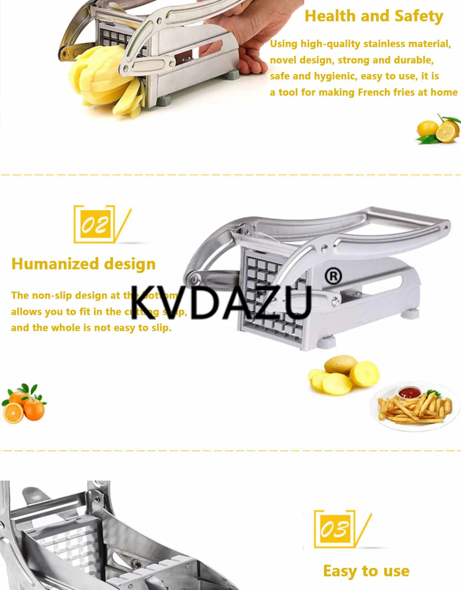 Máquina cortadora de patatas fritas de acero inoxidable para el hogar, cortadora Manual de patatas fritas gruesas americanas, corte de patatas fritas de pepino