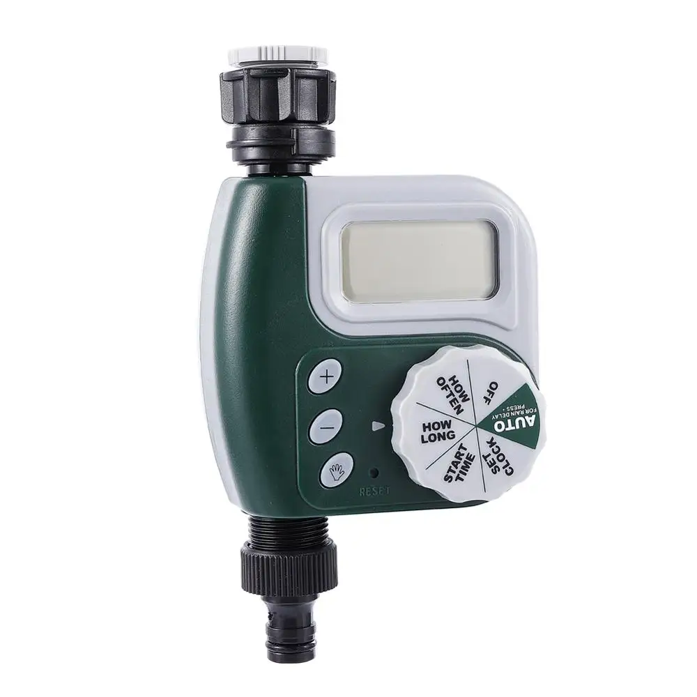 

Home Garden Irrigation Automatic LCD Display Water Timer Electronic Solenoid Valve Watering Controller G3/4" Adapter Connector