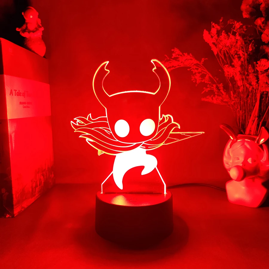 Hollow Knight Figure 3D Illusion Lamp Game Logo Silksong Quirrel Zote Gamer Gadget Decor Cool Things to Room Decoration Gift