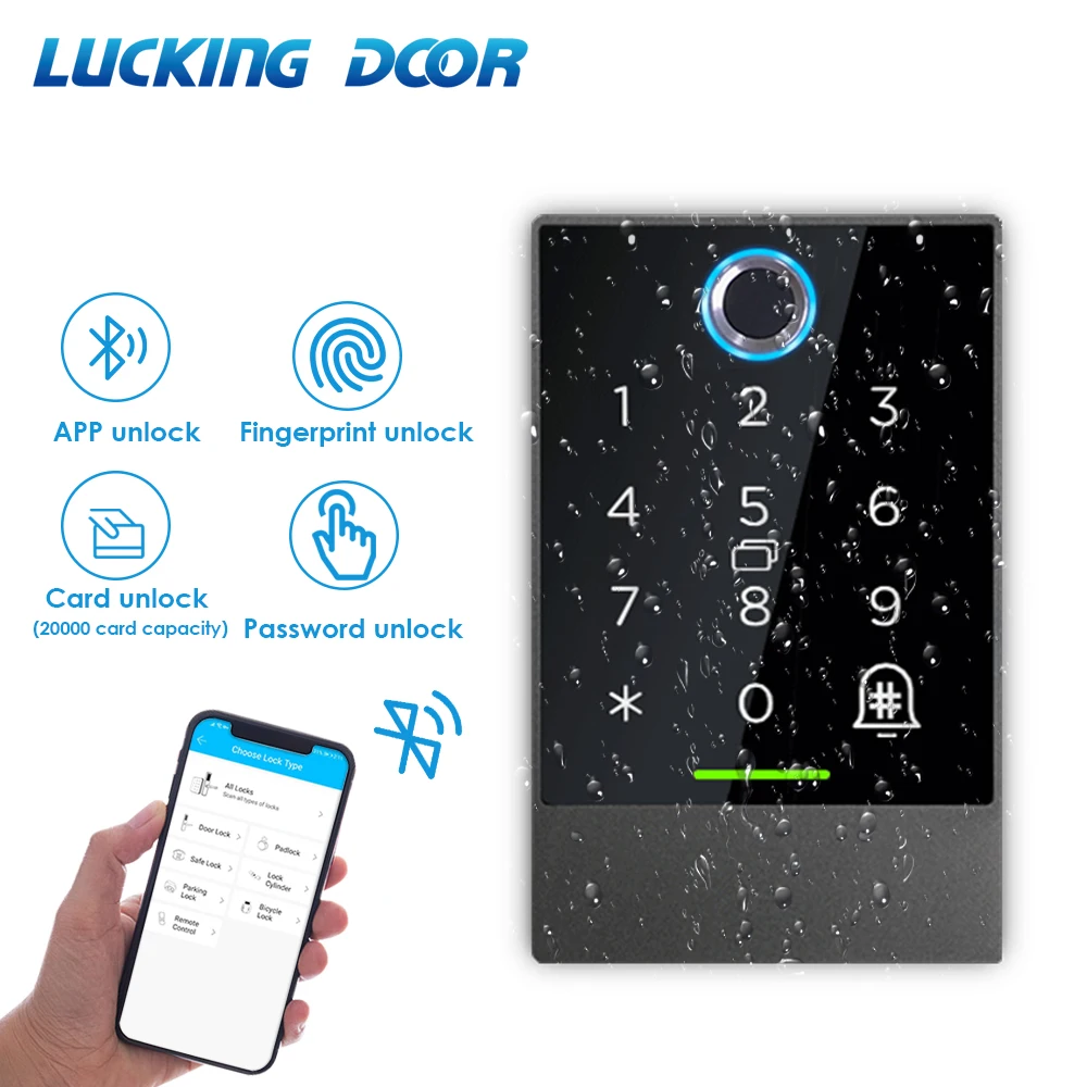 K2/K2F IP65 Waterproof Semiconductor Fingerprint TTLock App Control Bluetooth V4.0 Smart App Access Controller Access Control