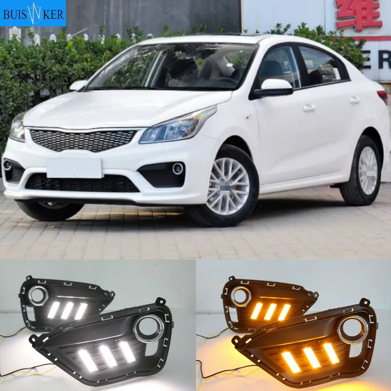 

2pcs LED DRL lights Daytime Running Light Daylight yellow Signal fog lamp Styling lights For KIA K2 RIO 2016-2017