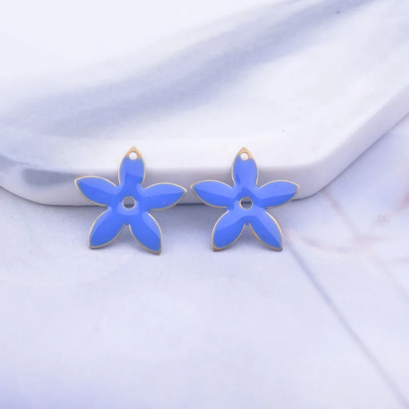 30 Stück 15mm Doppelseitige Emaille-Blumenanhänger Kupfer-Emaille-Anhänger DIY Ohrring Schmuckzubehör – Detail 6