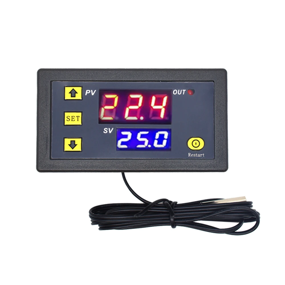 W3230 12V 24V AC110-220V Probe line 20A Digital Temperature Control LED Display Thermostat With Heat/Cooling Control Instrument