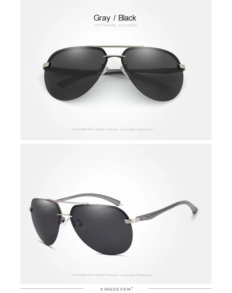 KINGSEVEN Randlose Piloten-Sonnenbrille, polarisiert, UV400, trendige Fahrbrille für Männer und Frauen, Retro-Mode, Outdoor-Brille – Detail 6
