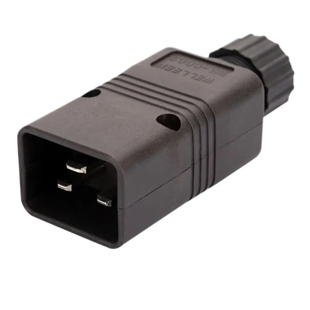 Straight Elbow Black Copper 16A 250V IEC320-C19 C20 male female assembled wiring power plug socket PDU UPS chassis server plug