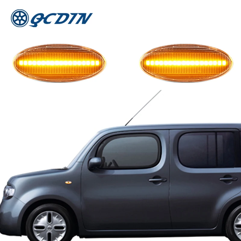 QCDIN For Nissan Cube 2009-2014 Side Marker Light Turn Signal Light Adapter Signal Light For Juke Leaf Micra K12/K13 Qashqai J10