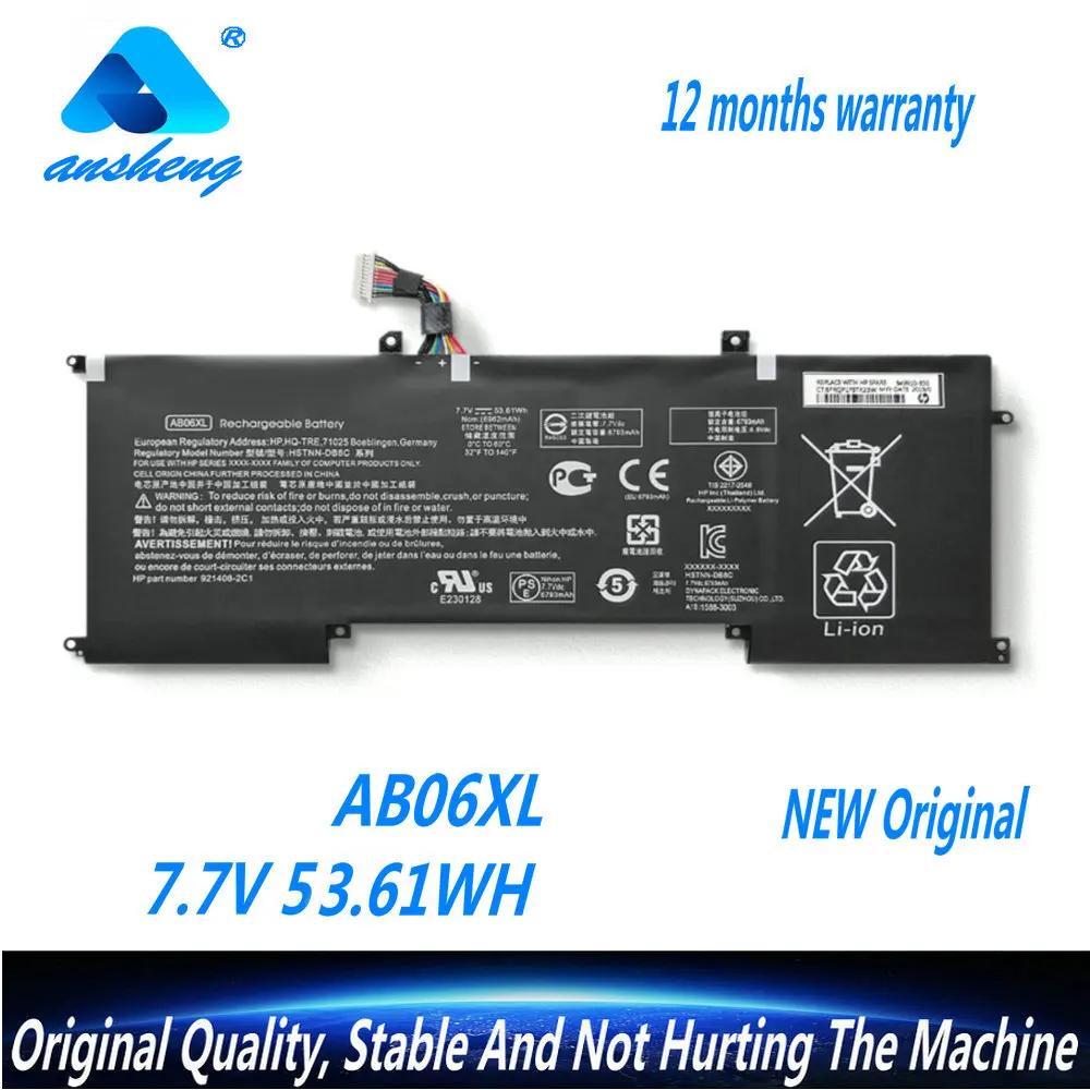 

Genuine AB06XL Laptop Battery For HP Envy 13-AD023TU AD022TU AD024TU AD027TU 921408-2C1 921438-855 TPN-I128 HSTNN-DB8C 7.7V