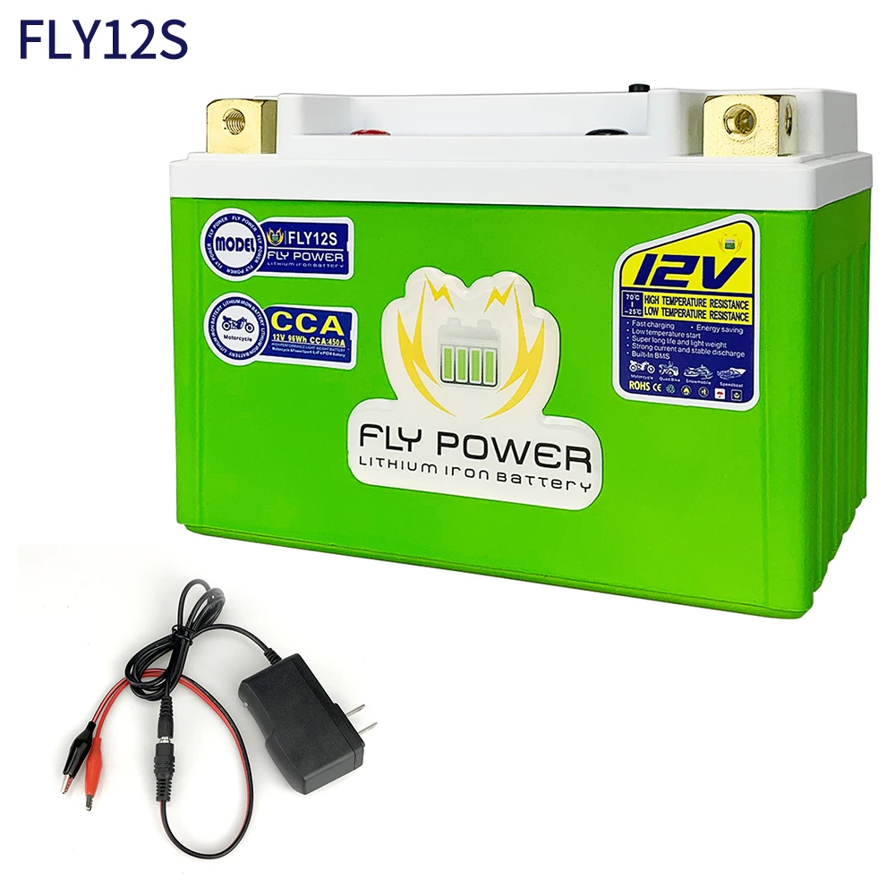 FLY12S 12V LiFePO4 Motorcycle Battery 96Wh CCA 450A 12V Lithium iron Phosphatebatterie 12v Motor Lithium ATVs UTVs YTZ12S