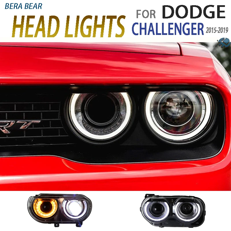 

BERABEAR Стайлинг автомобиля светодиодный ные фары для Dodge Challenger фары 2015-2019 фары светодиодный ные DRL ходовые огни дальний и ближний свет