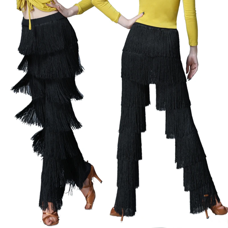 Adult Latin Dance Pants Fringe Dance Top Ballroom Dance Samba Salsa Dance Tassels Trousers Performance Clothes