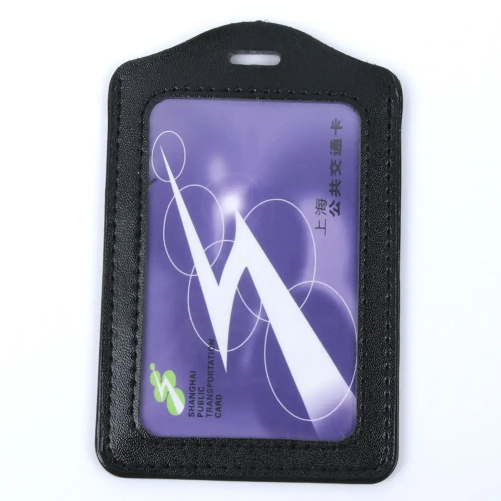 Pu Leather Card Holders Id Badge Case Clear And Color Border Lanyard Holes Bank Credit Id Badge Holders Accessories Wholesales