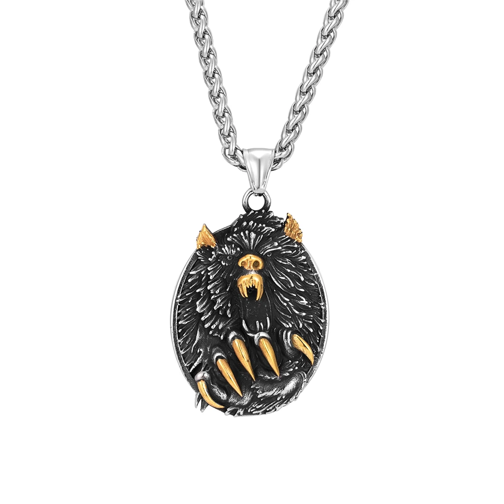 Viking Fenrir Wolfsklauen-Halskette, Odin, nordische Runen, goldfarben, Anhänger aus Edelstahl, Amulett, Retro, isländischer Schmuck, Geschenk für Männer. – Detail 12