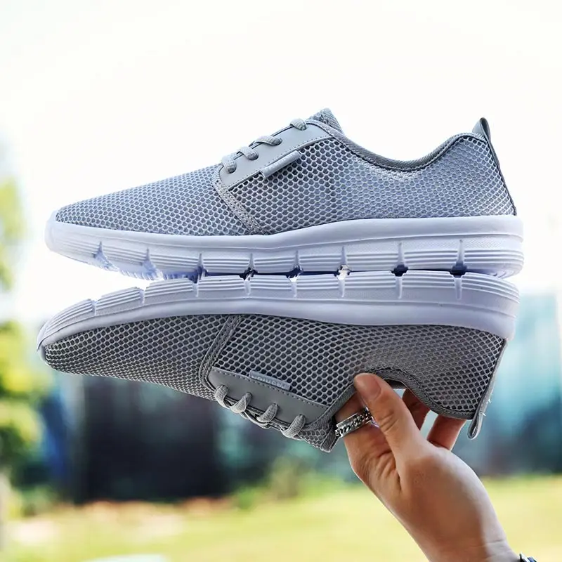Big Size Summer Breathe Mens Sneakers Women Sport Shoes Men Running Shoes Men's Sports Shoes 2024 Gray Snickers Workout D-423