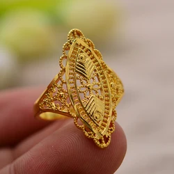 Annayoyo Unisex Arab Gold Color Big Wide Men Women Ring ,Wholesale African Party Ring Jewelry Gifts